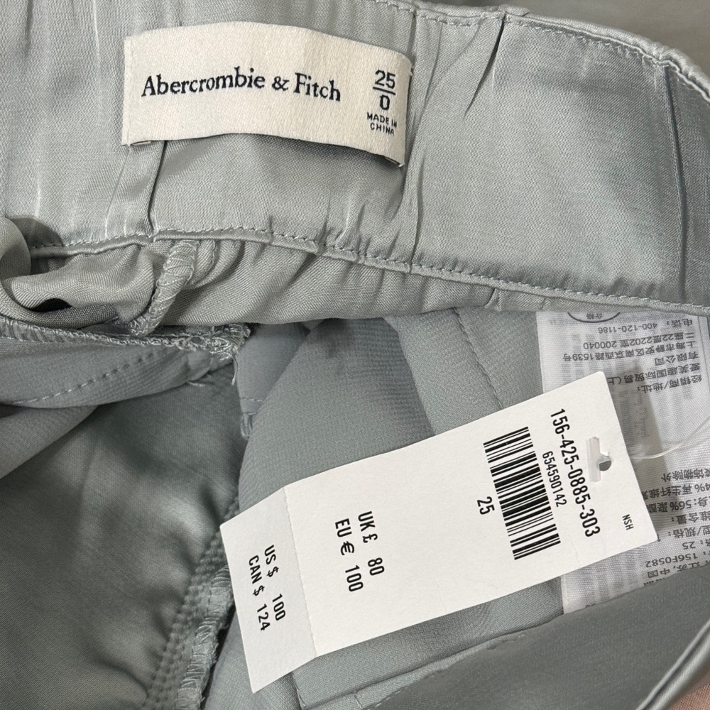 NEW Abercrombie & Fitch Satin Tailored Wide Leg Pant Size 25 / 0 Green NWT - Picture 3 of 7